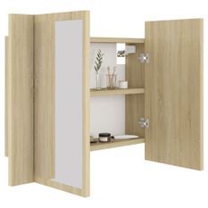 Armoire de salle de bain à miroir LED chêne sonoma MAKA 60 x 12 x 45 cm