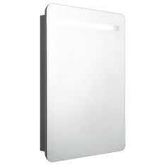 Armoire de salle de bain à miroir LED Gris 60x11x80 cm