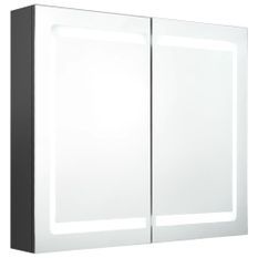 Armoire de salle de bain à miroir LED Gris 80x12x68 cm