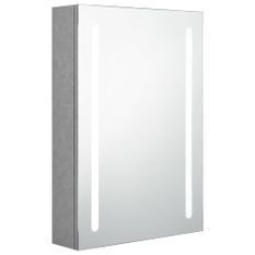 Armoire de salle de bain à miroir LED Gris béton 50x13x70 cm
