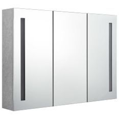 Armoire de salle de bain à miroir LED Gris béton 89x14x62 cm
