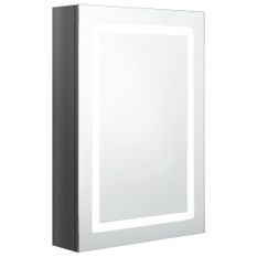 Armoire de salle de bain à miroir LED Gris brillant 50x13x70 cm 2