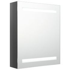 Armoire de salle de bain à miroir LED Gris brillant 50x14x60 cm
