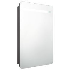 Armoire de salle de bain à miroir LED Gris brillant 60x11x80 cm