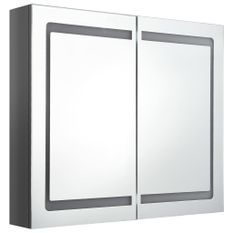 Armoire de salle de bain à miroir LED Gris brillant 80x12x68 cm