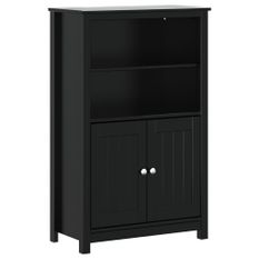 Armoire de salle de bain BERG noir 69,5x34x110 cm pin massif