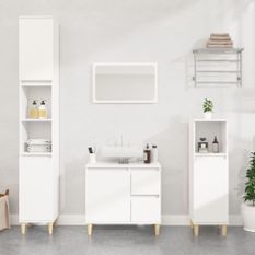 Armoire de salle de bain blanc 30x30x100 cm bois d'ingénierie