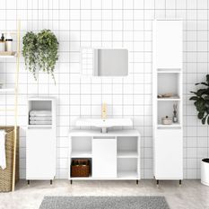 Armoire de salle de bain blanc 30x30x100 cm bois d'ingénierie