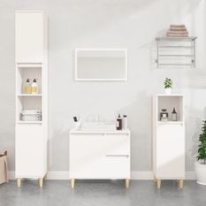 Armoire de salle de bain blanc 65x33x60 cm bois d'ingénierie