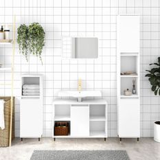 Armoire de salle de bain blanc 80x33x60 cm bois d'ingénierie