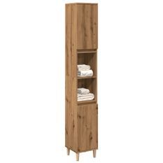 Armoire de salle de bain chêne artisanal 30x30x190 cm