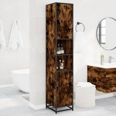 Armoire de salle de bain chêne fumé bois d'ingénierie et métal