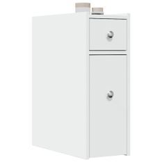 Armoire de salle de bain étroite avec roulettes blanc