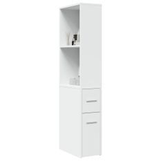 Armoire de salle de bain étroite avec roulettes blanc