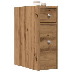 Armoire de salle de bain étroite avec roulettes chêne artisanal