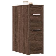 Armoire de salle de bain étroite avec roulettes chêne marron