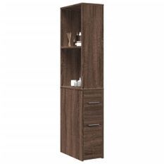 Armoire de salle de bain étroite avec roulettes chêne marron