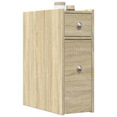 Armoire de salle de bain étroite avec roulettes chêne sonoma