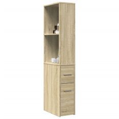 Armoire de salle de bain étroite avec roulettes chêne sonoma