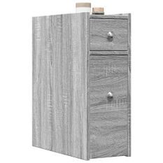 Armoire de salle de bain étroite avec roulettes sonoma gris