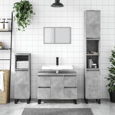 Armoire de salle de bain gris béton 30x30x100 cm