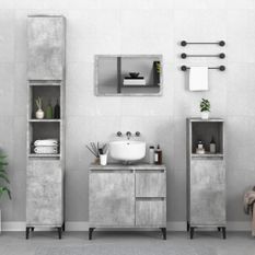 Armoire de salle de bain gris béton 65x33x60 cm