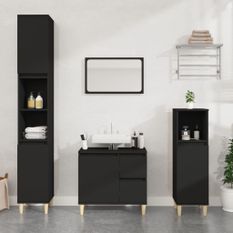 Armoire de salle de bain noir 65x33x60 cm bois d'ingénierie