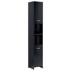 Armoire de salle de bain Noir brillant 30x30x183,5 cm 2