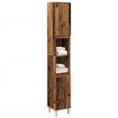 Armoire de salle de bain vieux bois 30x30x190cm bois ingénierie