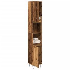 Armoire de salle de bain vieux bois 30x30x190cm bois ingénierie