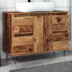 Armoire de salle de bain vieux bois 80x33x60 cm bois ingénierie