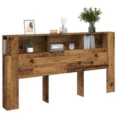 Armoire de tête de lit vieux bois 200x18,5x102,5 cm