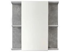 Armoire de toilette 1 porte mélaminé blanc et gris avec miroir Lenny