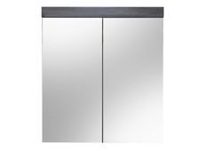 Armoire de toilette 2 portes mélaminé gris avec miroir Anide