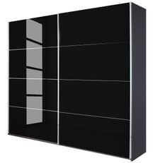 Armoire design 2 portes coulissantes verre teinté noir et gris anthracite Luxia