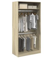 Armoire dressing 2 penderies 1 étagère 100 cm - Collection Laker