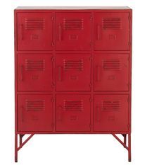 Armoire industrielle 9 tiroirs métal rouge Viho L 86 cm