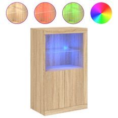 Armoire latérale avec lumières LED chêne sonoma