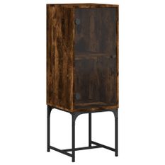 Armoire latérale avec porte en verre chêne fumé 35x37x100 cm