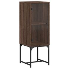 Armoire latérale avec porte en verre chêne marron 35x37x100 cm