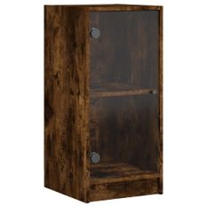 Armoire latérale avec portes en verre chêne fumé 35x37x75,5 cm