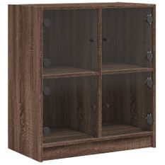 Armoire latérale avec portes en verre chêne marron 68x37x75,5cm