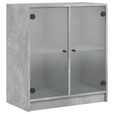 Armoire latérale avec portes en verre gris béton 68x37x75,5 cm