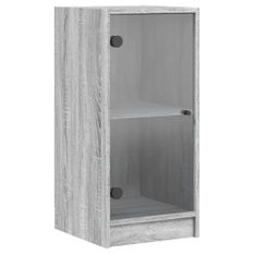 Armoire latérale avec portes en verre sonoma gris 35x37x75,5 cm