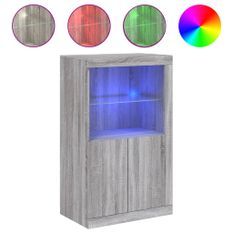 Armoire latérale et lumières LED sonoma gris bois d'ingénierie