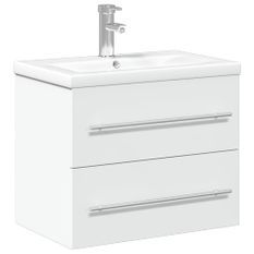 Armoire lavabo de salle de bain avec bassin intégré blanc