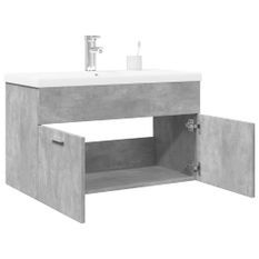 Armoire lavabo de salle de bain avec bassin intégré gris béton