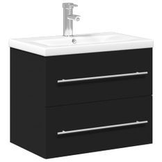 Armoire lavabo de salle de bain avec bassin intégré noir