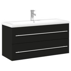 Armoire lavabo de salle de bain avec bassin intégré noir