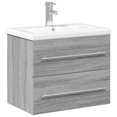 Armoire lavabo de salle de bain avec bassin intégré sonoma gris